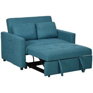 Convertible 2-Seater Sofa Bed with Adjustable Back, Cushions & Storage Pockets - Picture 1 of 12