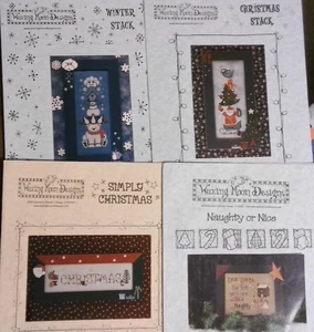 4 Waxing Moon CHRISTMAS cross stitch naughty, simply, winter stack, stack - Picture 1 of 1
