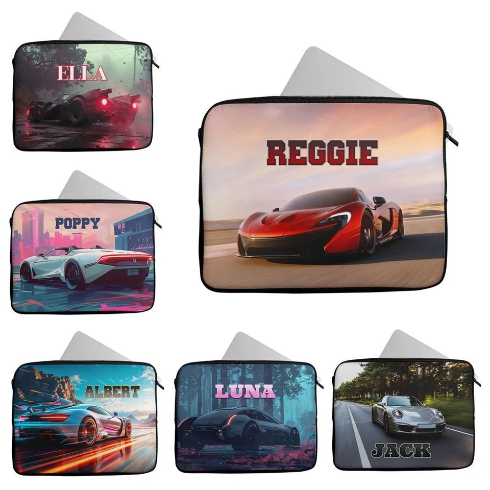 Personalised Any Name Car Design Laptop Case Sleeve Tablet Bag 647 - Image 1 of 1