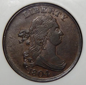 1804 NGC MS61BN CROSS-4 w/STEMS C-10 DRAPED BUST HALF CENT - Picture 1 of 4