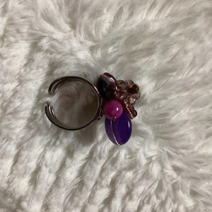 Beautiful Purple Beaded Costume Jewelry Ring Womens Everyday Wear Ring - Picture 1 of 5