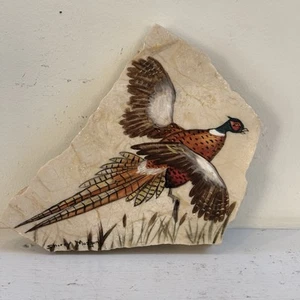 Original Pheasant Painting On Granite Signed By Artist Sherry Morgan - Picture 1 of 16