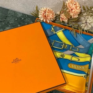 HERMES Carres 90 Cavalcadour Scarf Silk Tags Box Used. - Picture 1 of 9