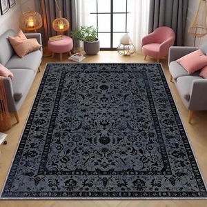 Black Dark Moody Rug- Custom Size- Oriantel Rug for Living Room - Modern Area - Picture 1 of 9