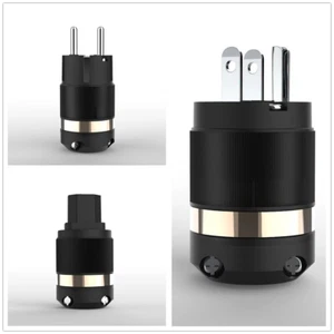 HIFI Rhodium Plated Audio EU Schuko US Power Connector AC IEC Female Power plugs - Picture 1 of 28