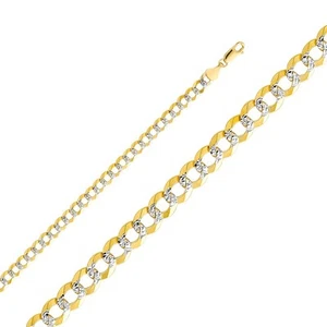 Solid 14K two-tone gold 5.5mm Cuban bracelet EJCN35432 - Picture 1 of 1
