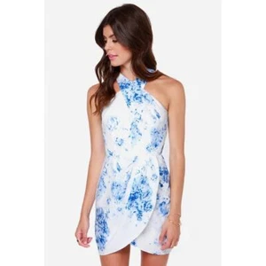 Keepsake Real Love Blue and White Print Romper womens size small - Picture 1 of 7