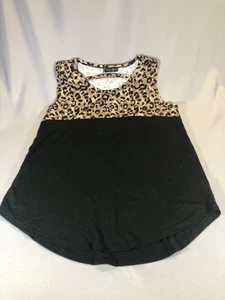 Coeur de Vague Top Women's Size XL Sleeveless Black Leopard Contrast - Picture 1 of 5