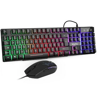 Combo Ensemble Clavier et Souris USB Rétroéclairé RGB pour Bureau de Domicile... - Photo 1/4