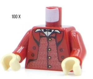 Lego Minifigure 100 x Dark Red torsos Tan hands goblin city town - Picture 1 of 1