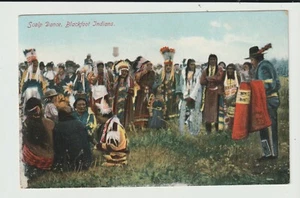 POSTCARD SCALP DANCE BLACKFOOT INDIANS - Picture 1 of 2