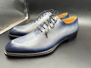 Mezlan Size 10 M Lace Up Light Blue Spain Leather Dress Shoes MEN'S - Picture 1 of 9