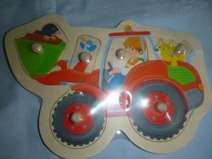 Kinderpuzzle  Radlader, Holz, 6  Teile im Rahmen - Bild 1 von 3