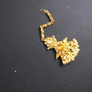 Ethnic Maang Tikka Women Traditional Jewelry Gift Gold Plated Hair Jewellery Set - Picture 1 of 4