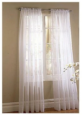 Style Selections High Twist Voile 84-in Polyester Rod Pocket Sheer Single Panel - Image 1 of 4