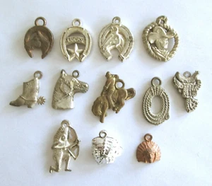 12 Gumball Cracker Jack Prize Metallic Charms Western Theme - Picture 1 of 12