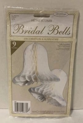 Amscan Tissue Paper Honeycomb Bridal Bells 9" White Wedding Reception New - Image 1 of 2