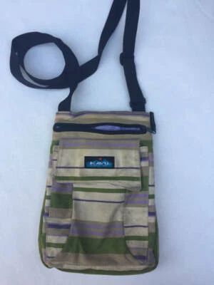 KAVU Keeper Green Purple Tan Stripe Purse / Shoulder Bag / Crossbody - Image 1 of 3