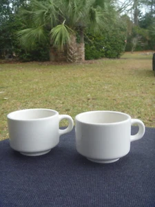 4 HLC Homer Laughlin USA Restaurant Geschirr Abendessen stapelbar Kaffeetasse Posten weiß - Bild 1 von 2