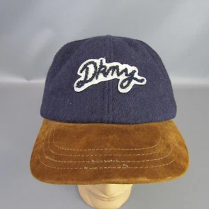 Vintage DKNY Strapback Hat Navy Blue Adjustable Cap 90s Script Logo Donna Karan - Picture 1 of 9