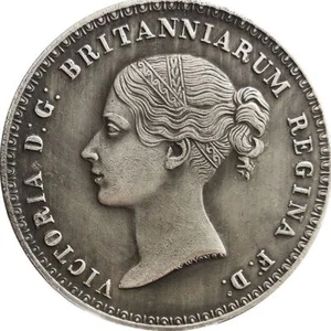 41mm 1839 Británica Victoria Yuna El León 5 Sowerin Colección Extranjera Cobre - Imagen 1 de 2