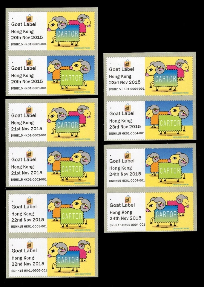 CARTOR 2015 Sample Labels HONG KONG 31st Asian Int. Stamp Exhibition Goat Label - Image 1 of 1