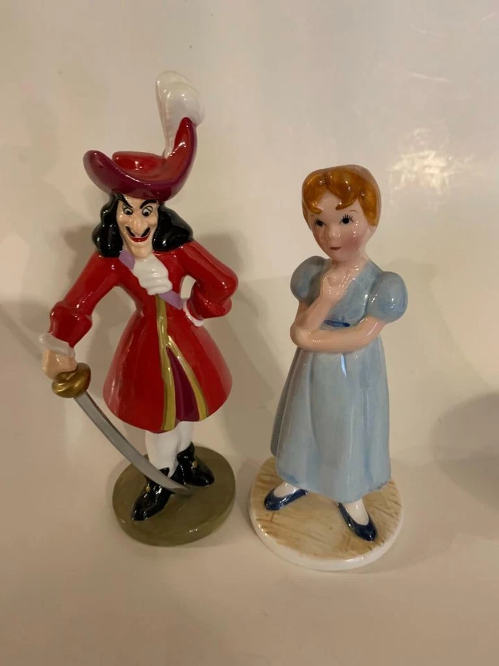 Disney Peter Pan Super Rare Captain Hook Evil Villain & Wendy Ceramic Figurine - Image 1 of 1