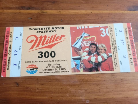 1985 Charlotte Motor Speedway Nascar Miller 300 Ticket Terry Labonte Winner Cover