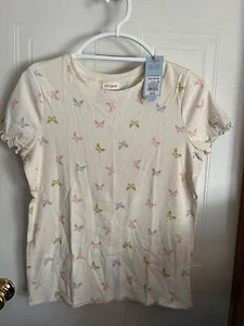 Girl's, Cat & Jack, CREAM Tee Shirt, Butterfly PRINT , XXL 16/18 BRAND NEW - Picture 1 of 14