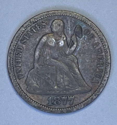 1877-P Seated Liberty Dime - Nicely Circulated 10C; Gorgeous Toning! Cover