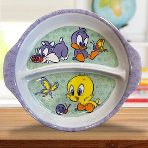 Plato de colección Baby Looney Tunes dividido para niños Silvestre Piolín Lucas Melamina - Imagen 1 de 3