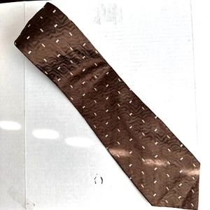Bachrach Men's 100% Silk Neck Tie Brown , Black , Cream Geometric Made In Italy - Picture 1 of 10