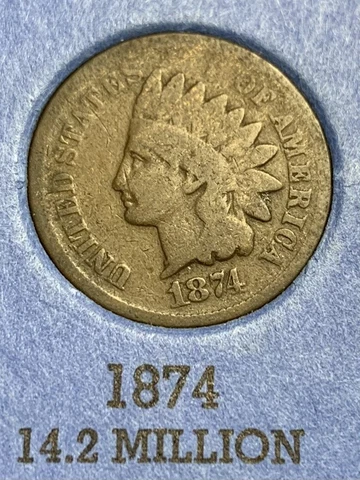 1874 Indian Cent nice GOOD coin with no issues Cover