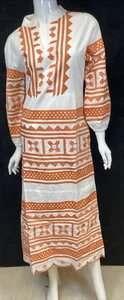 NWT Julia Amory Women's Orange/White 100% Cotton Made In India Dress, Size XS - Picture 1 of 12