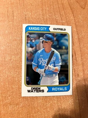 2023 Topps Heritage - Drew Waters - #96 Chrome Parallel #'d /999 ROYALS - Image 1 of 4