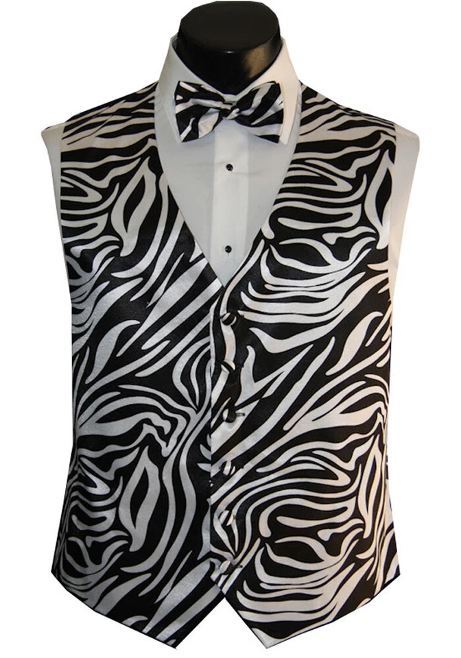 Men's Zebra Vest and Bow Tie - Image 1 of 1