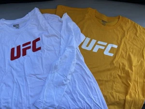UFC Set Of Two Logo T-shirts White Long Sleeve, Yellow Short XL NWOT MSRP $70 - Picture 1 of 11