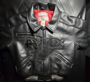 Vintage AVIREX Tactical Systems Black Faux Leather Jacket Kids Youth Size 4 - Picture 1 of 11