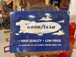 Insegna Metallo Vintage GOODYEAR Pneumatici BLIMP 36" x 24" GAS OIL AUTO PNEUMATICI - Foto 1 di 9
