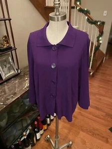 Cable & Gauge Damen 1X lila Druckknöpfe Langarm Strickjacke in Nylon Mix - Bild 1 von 7