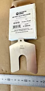 Set of 10 PRECISION BRAND 75mm X 75mm X 0.100mm Metric Slotted Shims Made in USA - Foto 1 di 3