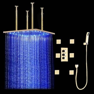 Juego de ducha de baño Montaje en techo Lluvia 6 chorros de masaje Spray 20 "Gold - Imagen 1 de 9