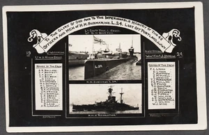Postcard Portland Dorset disaster Submarine L24 sinking Crew named 1924 naval RP - Picture 1 of 2