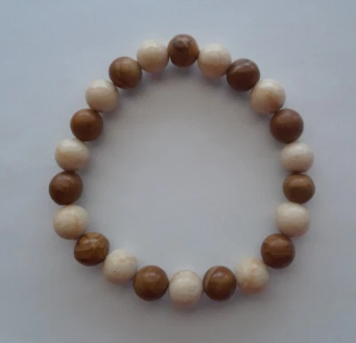 NUEVO BRAZALETE CON CUENTAS DE JASPE FÓSIL Y JASPE TIGRE DE 8 MM, COMPRA CUALQUIERA DE 2 OBTÉN EL TERCERO GRATIS Foto 1 de 3