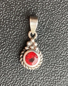 NEW Small Faceted Red Gemstone 925 Sterling Silver Pendant For Necklace - Picture 1 of 8