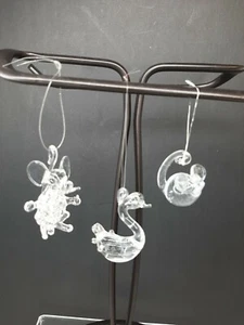 Gesponnenes Glas WEIHNACHTSSCHMUCK Set 3 - 1 SCHWAN 2 MÄUSE Maus mit Schnurrbart Miniatur - Bild 1 von 13