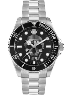 Philipp Plein Skull Black Dial Stainless Steel Watch – Philipp Plein PWOAA0522 - Image 1 of 4