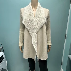 ATMOSPHERE size M - ladies faux suede chunky knit waterfall cardigan - Picture 1 of 6
