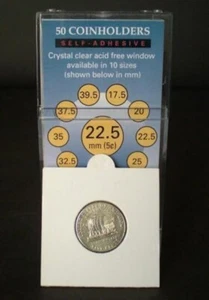22.5 mm Coin Flips Supersafe Self Adhesive 2x2 50 Holders US Nickels Free Post - Picture 1 of 6
