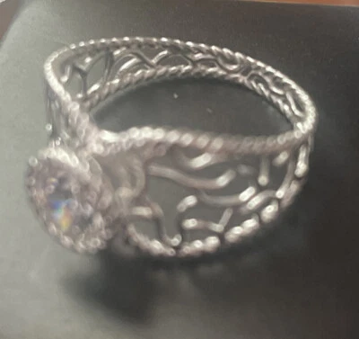 Avon Sterling Silver Filigree Lace CZ Ring New In Box Size 9 - Image 1 of 2